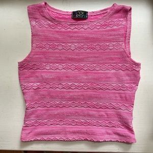 Vintage y2k 90s Pink Textured Square Neck Crop Top
